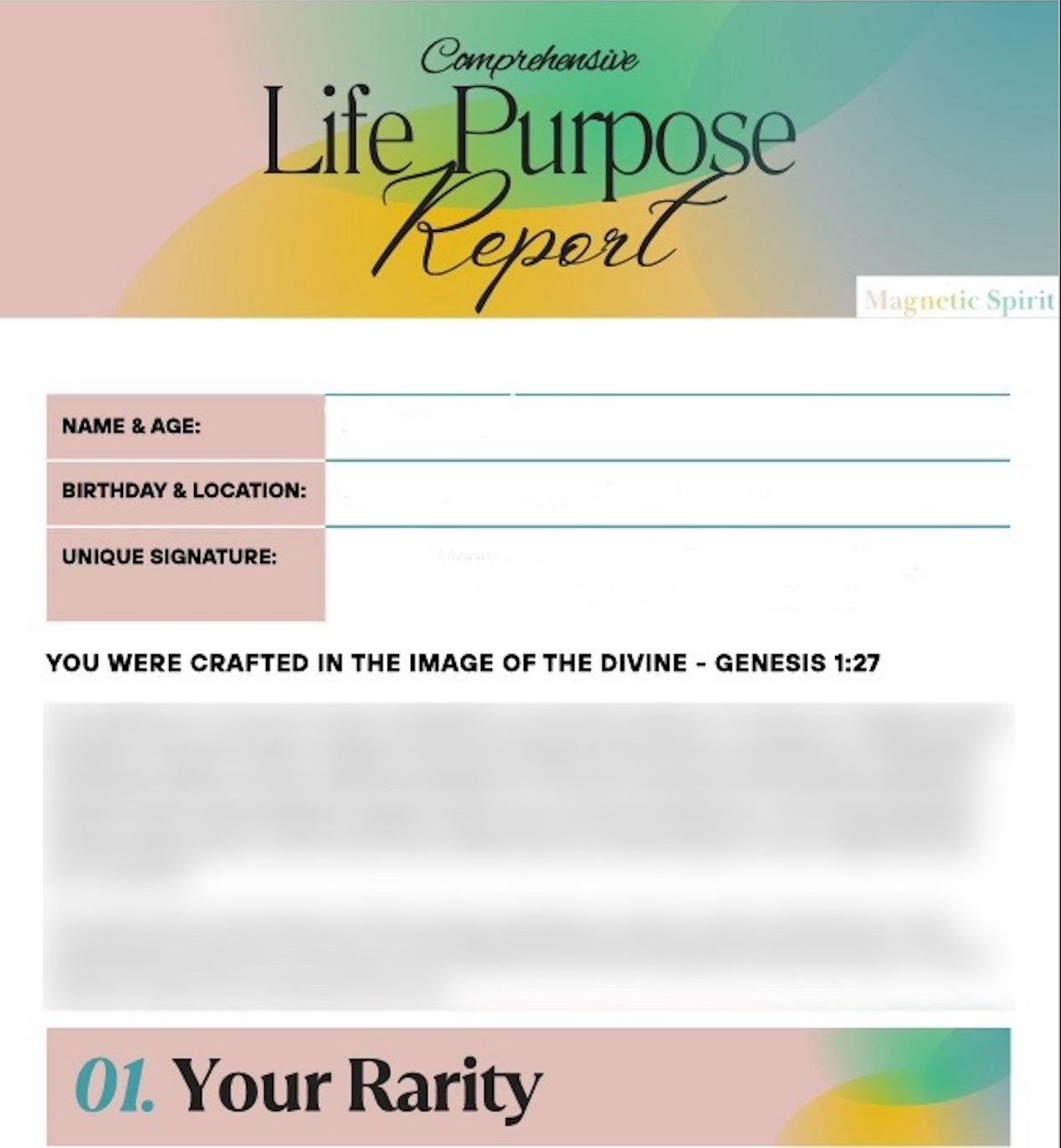 Life Purpose Report
